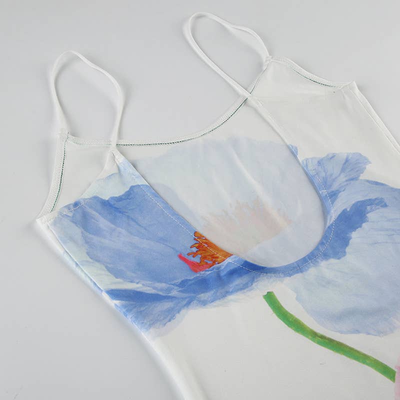 Fashion and sexy printed halter backless dress