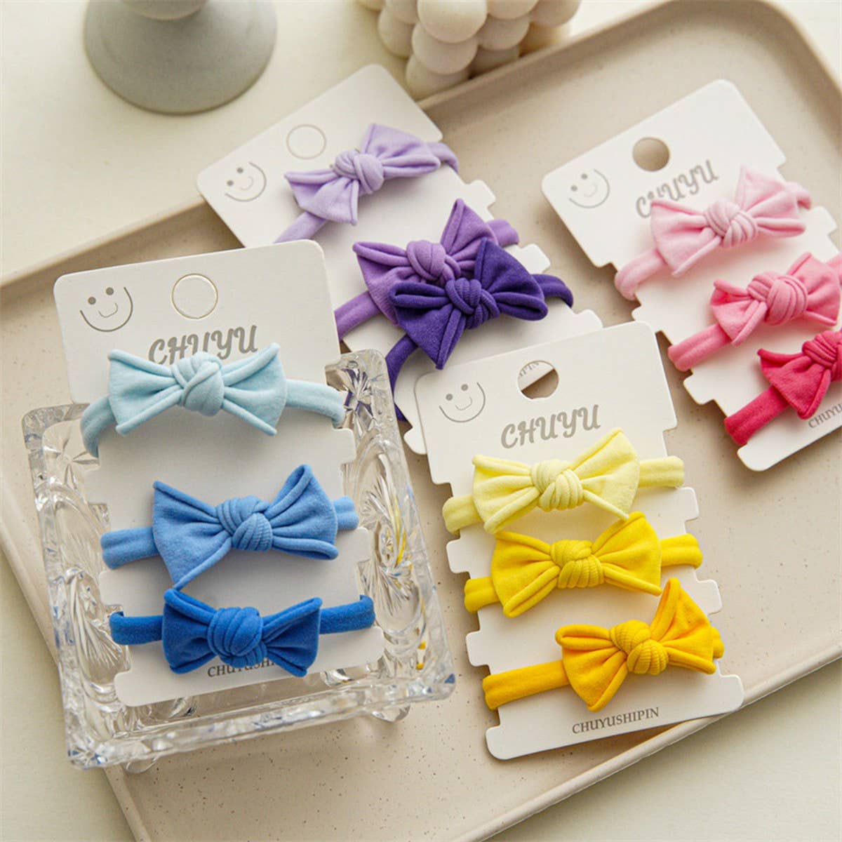 3PCS/CD BUTTERFLY HIGH ELASTICITY NYLON HAIR TIES_CWAHA1110