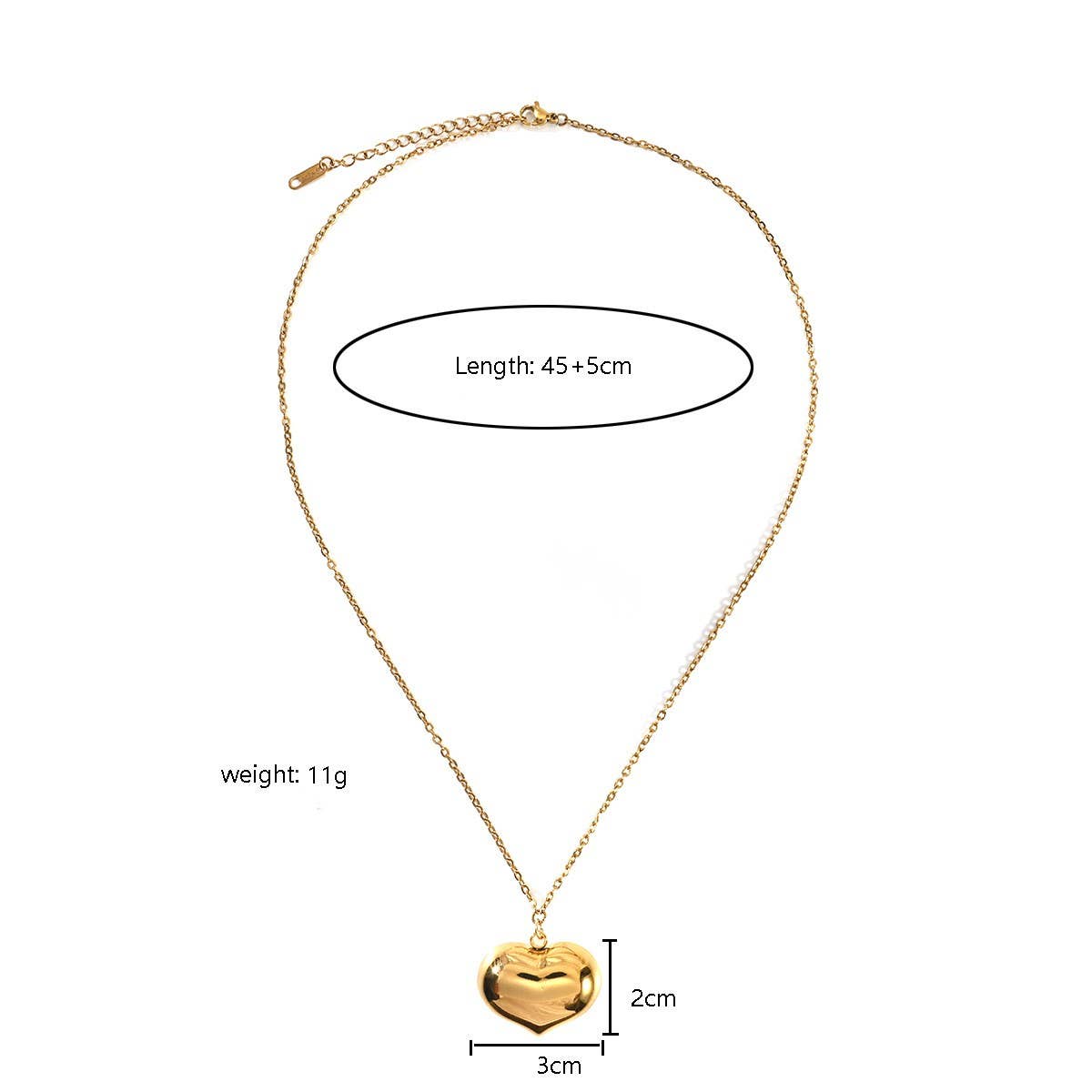 Durable Steel Heart Necklace with Evil Eye Stone