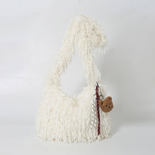 Plush Fur Tote Bag Women Large Fluffy Handbag_CUAB00573