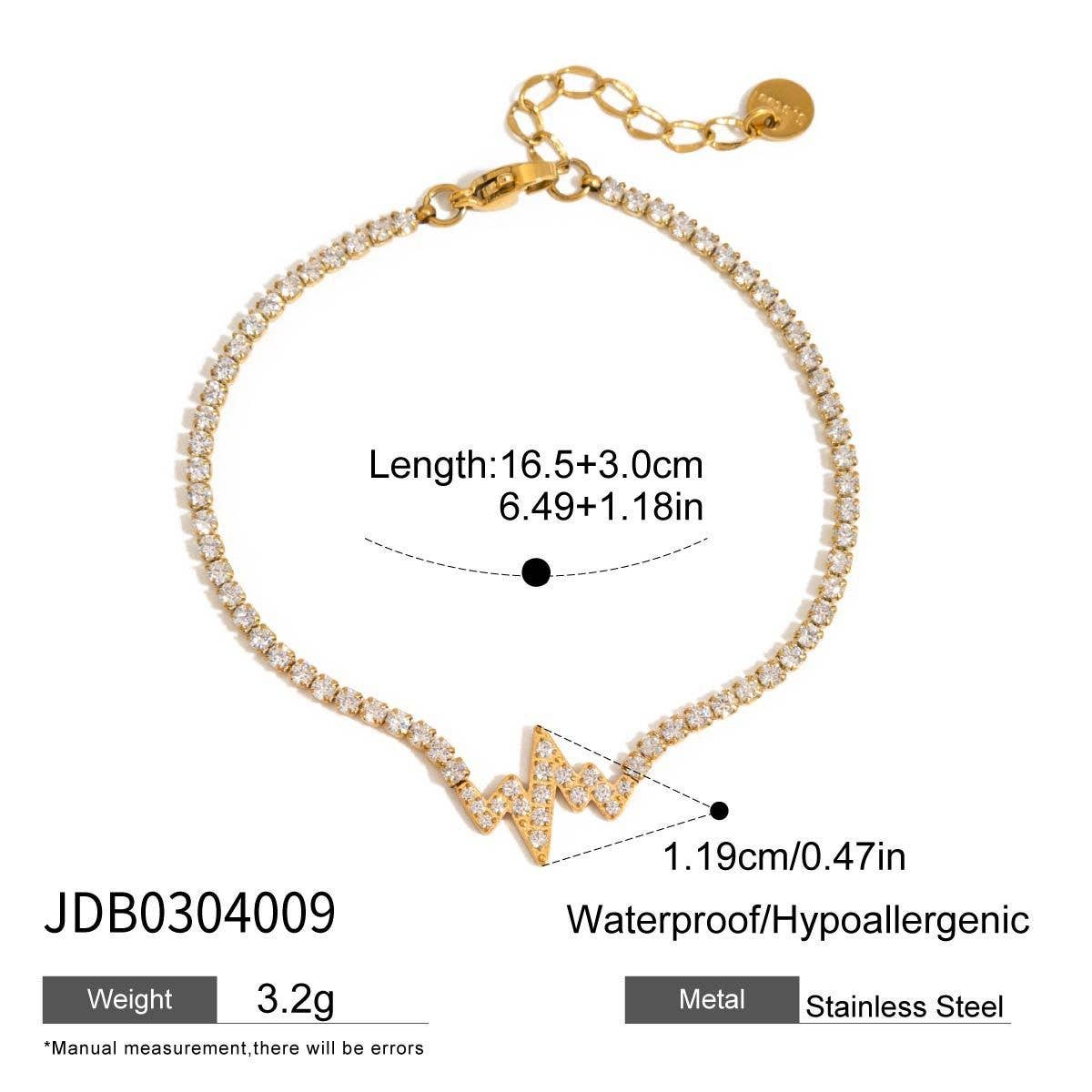 18K Gold Bow Bracelet with Zircon, Sweet Style_CWAJE4698