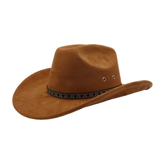 Unisex Soft Suede Western Cowboy Fedora Hat_CWAH04367