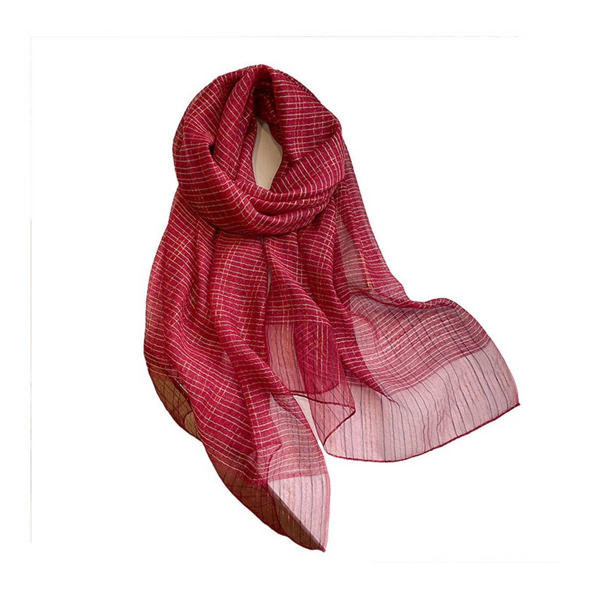 Plaid Shine Silk Scarf ??Long Blend Spring Wrap_CWASC0616