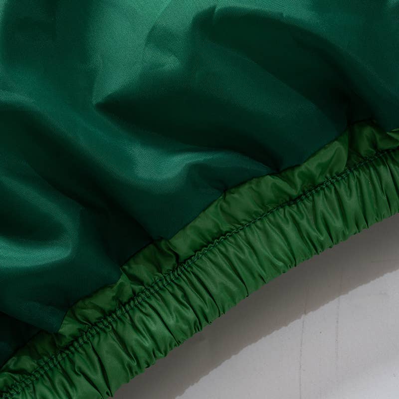 SOLID COLOR ROUND NECK ZIPPER POCKET BREAD JACKET