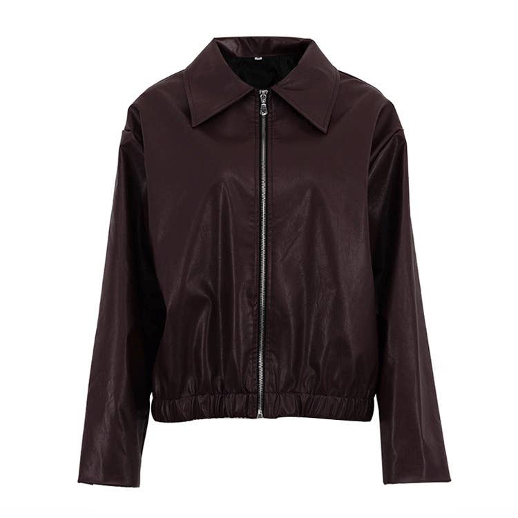 Fashionable zipper motorcycle leather jacket