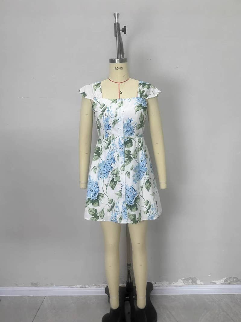 Printed color series fashionable slimming dress