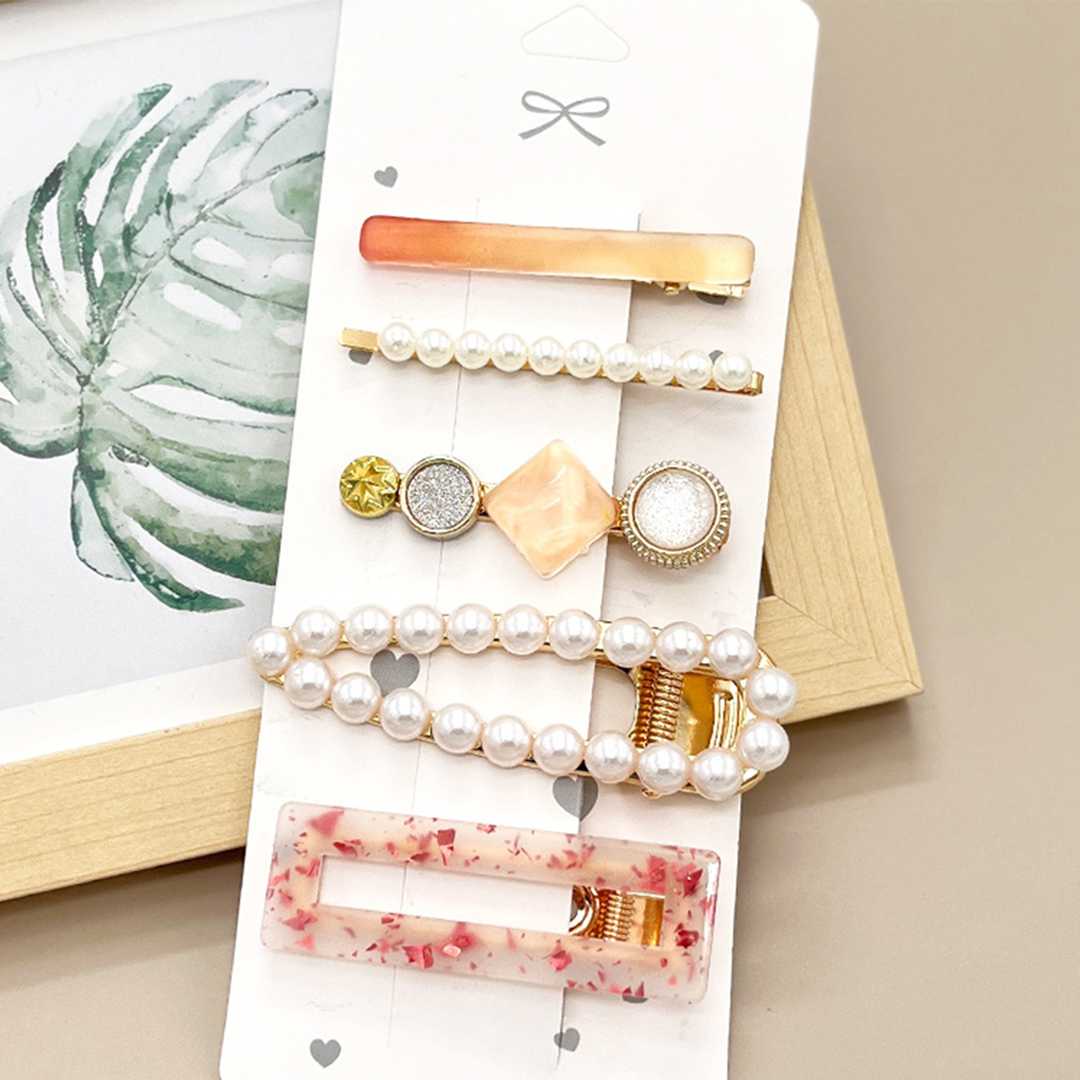 Rhinestone Pearl Hair Clip Set - Elegant Side Pin _CWAHA0159