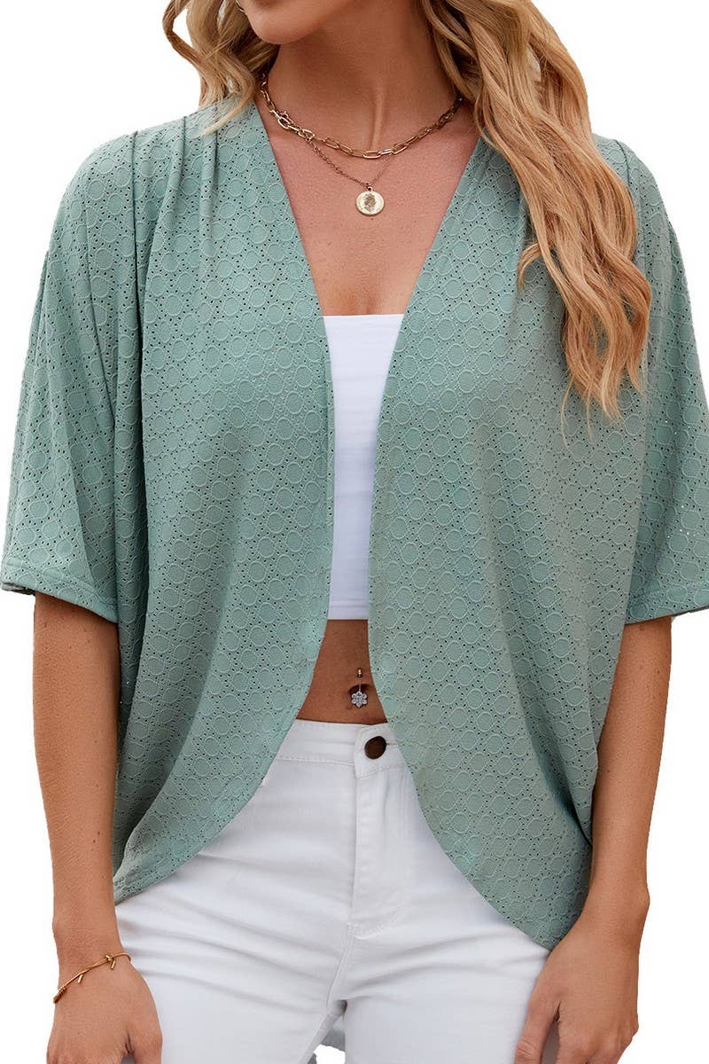 CWOCAS0036_SOLID COLOR CIRCLE SHORT SLEEVE CARDIGAN