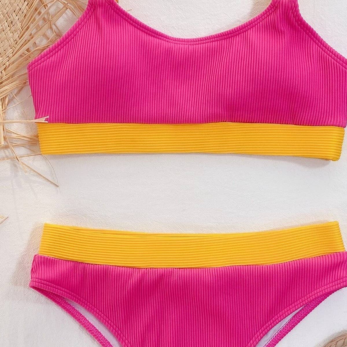 High Waist Bikini Set - Solid Color Women Swimsuit