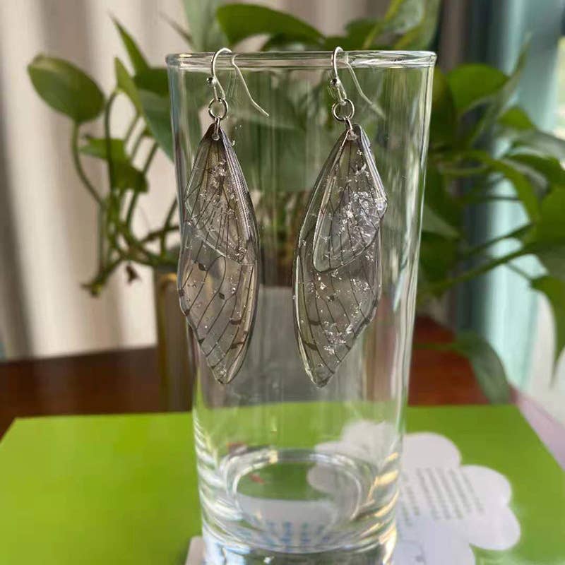 S925 Silver Cicada Wing Wing Butterfly Earrings