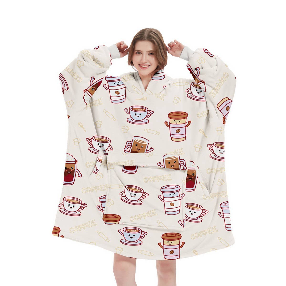 Long Leopard Sherpa Hoodie Blanket for TV & Sleep