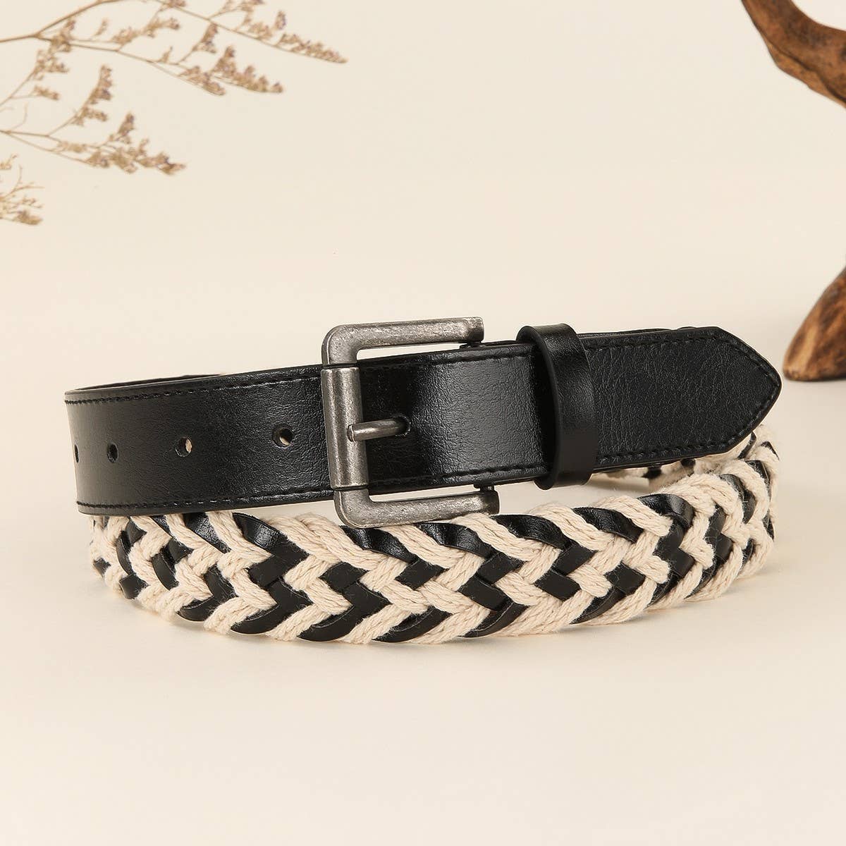Boho Woven Pin Buckle Belt Multicolor Casual Chic_CWABE1232