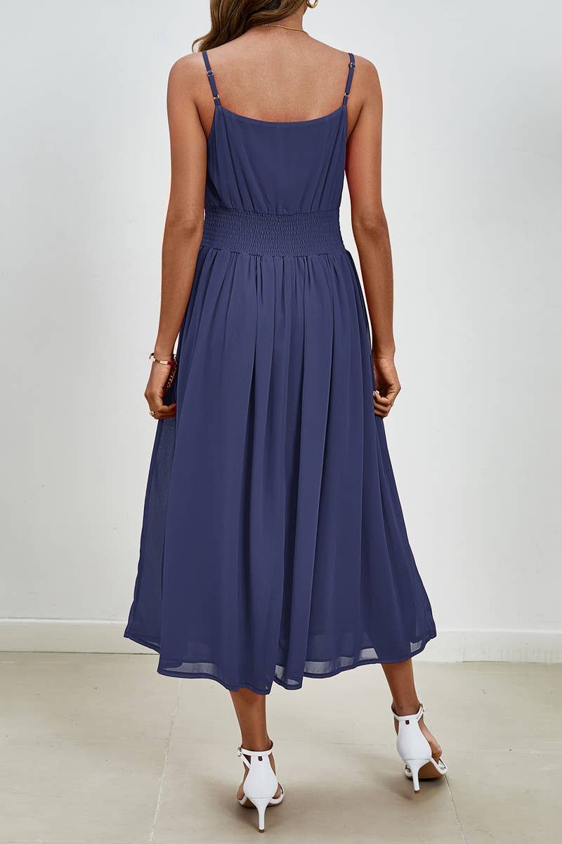 CWDMD4892_V-NECK STRAPPY CHIFFON WEDDING GUEST DRESS