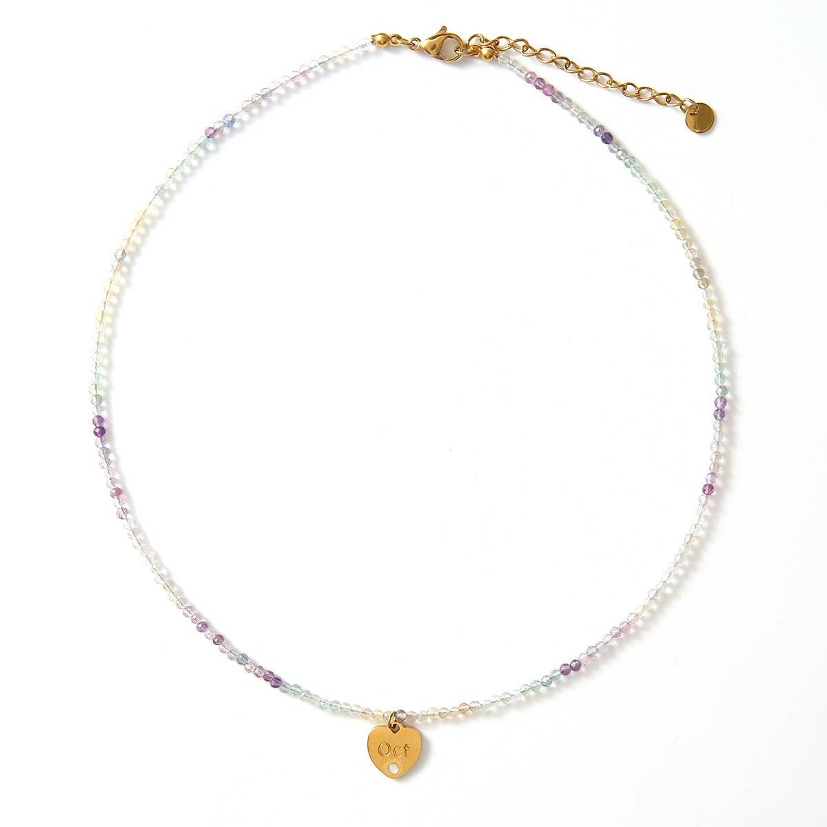 12-Month Cut Stone Necklace with Heart Pendant_CWMM8851