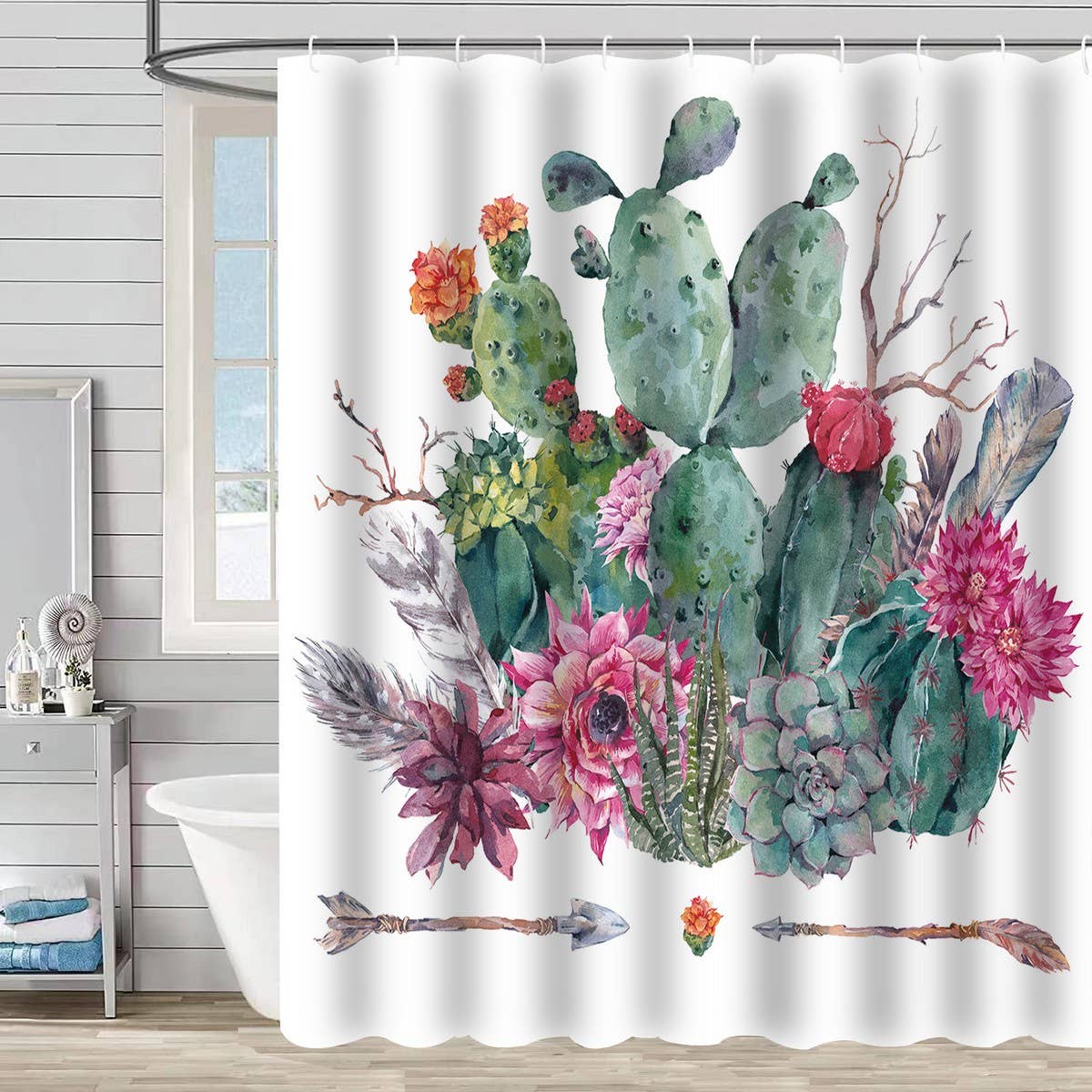 PLANT AND FLOWER WATERPROOF SHOWER CURTAIN_CWMM1795