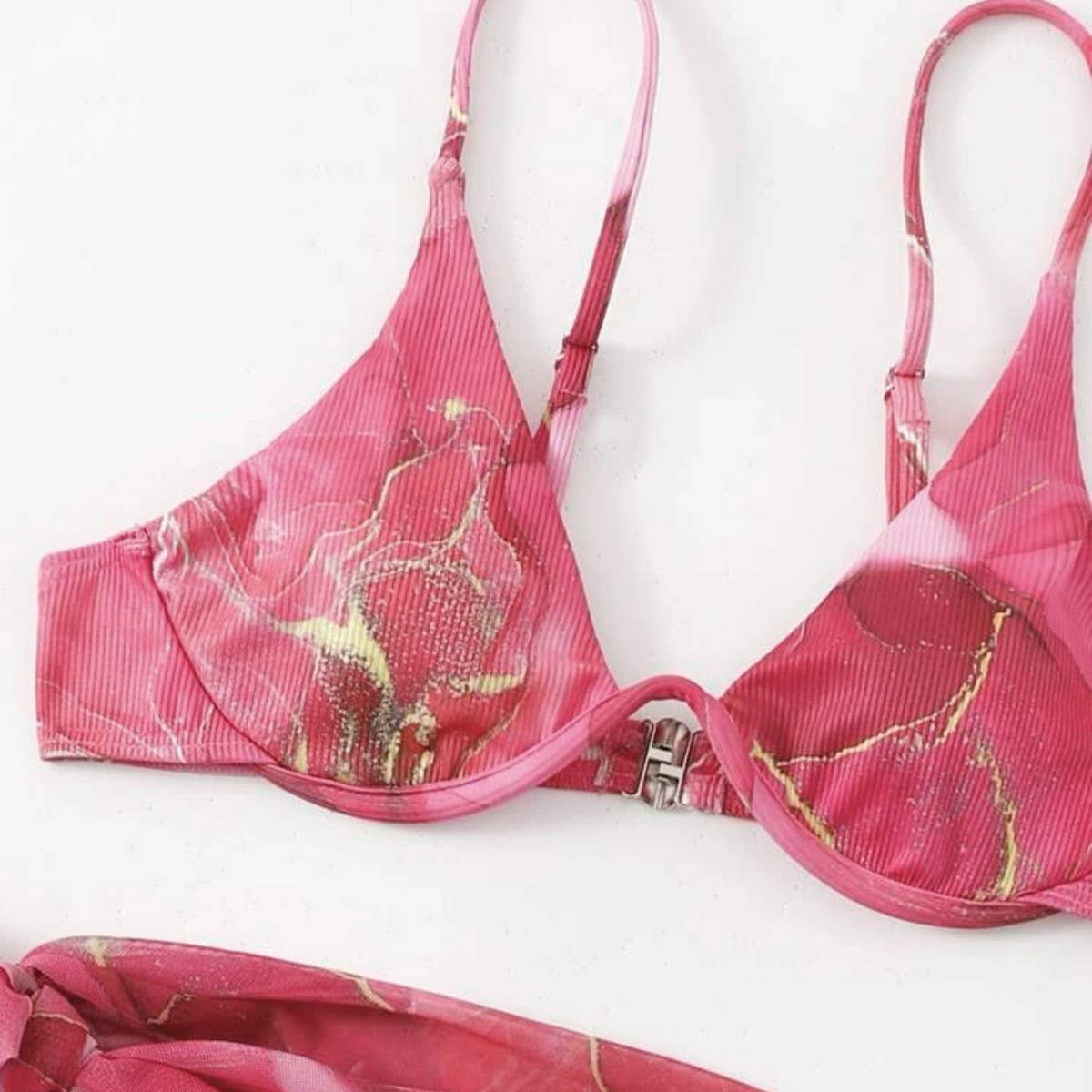 Marble Print Bikini Set - Sexy 3 Piece Swimsuit