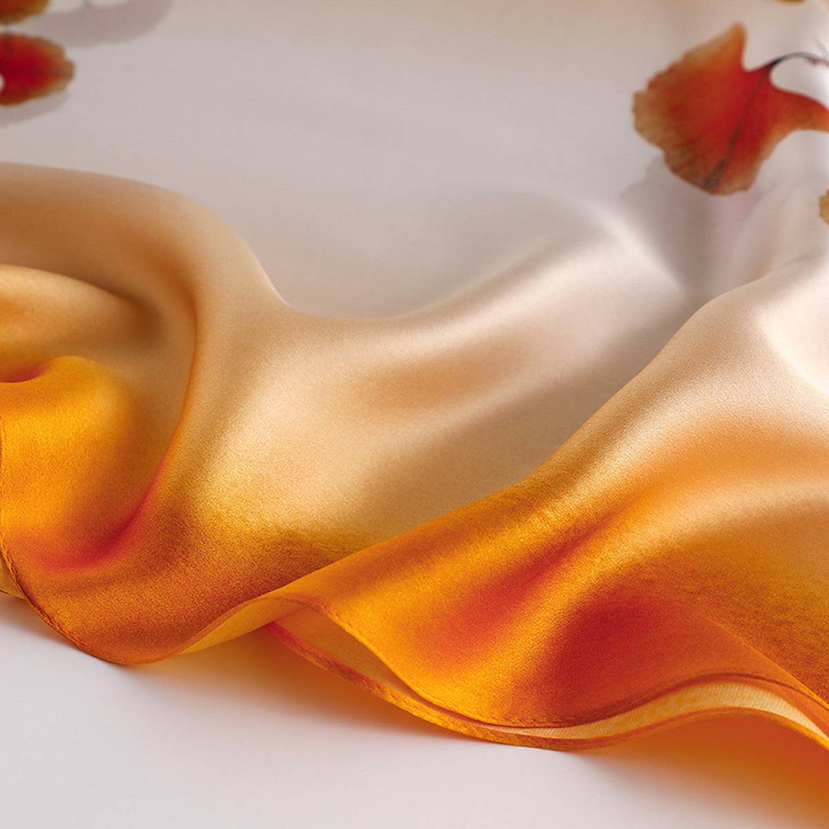 Ginkgo Print Mulberry Silk Scarf?Lightweight Wrap