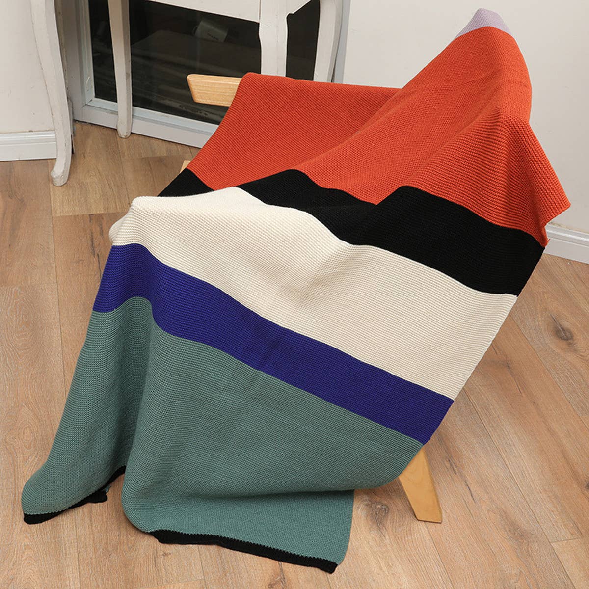 SIMPLE COLOR MATCHING STRIPED KNITTING BLANKET_CWASC0352