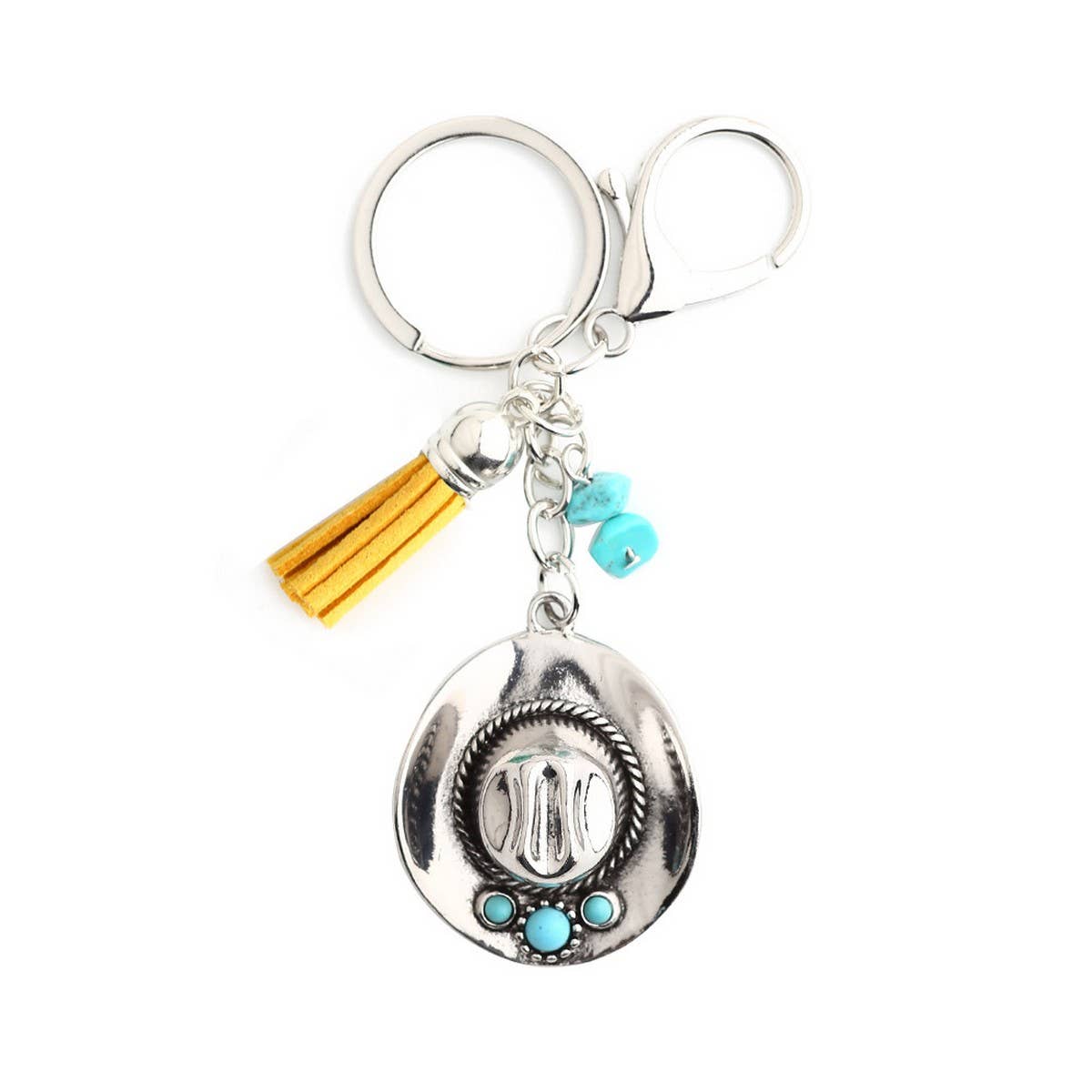 Boho Cowboy Hat Keychain with Vintage Western Charm_CWAB5083