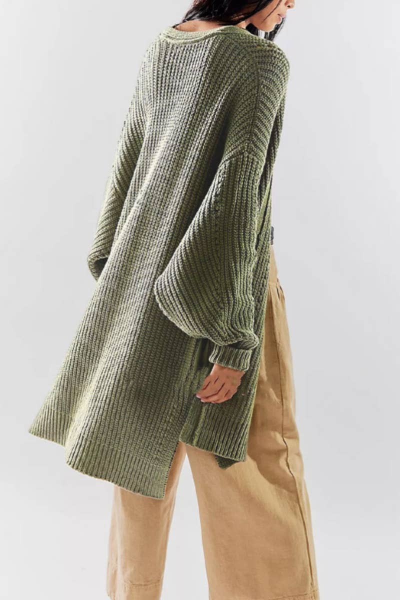 CWOCAL1829_HOLLOWED OUT LONG POCKET CARDIGAN LONG STYLE