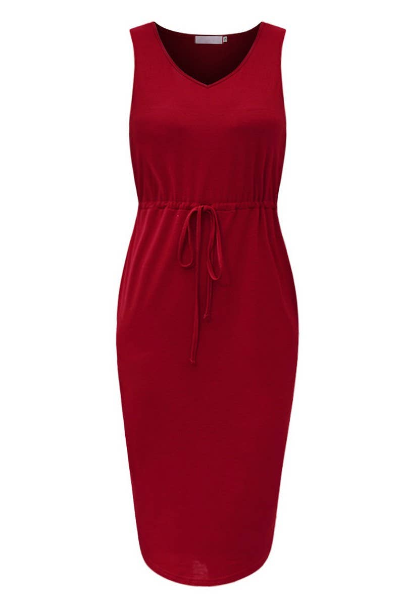 CWDSD4006_SIDE SPLIT DRAWSTRING HIGH-WAISTED SHORT DRESS