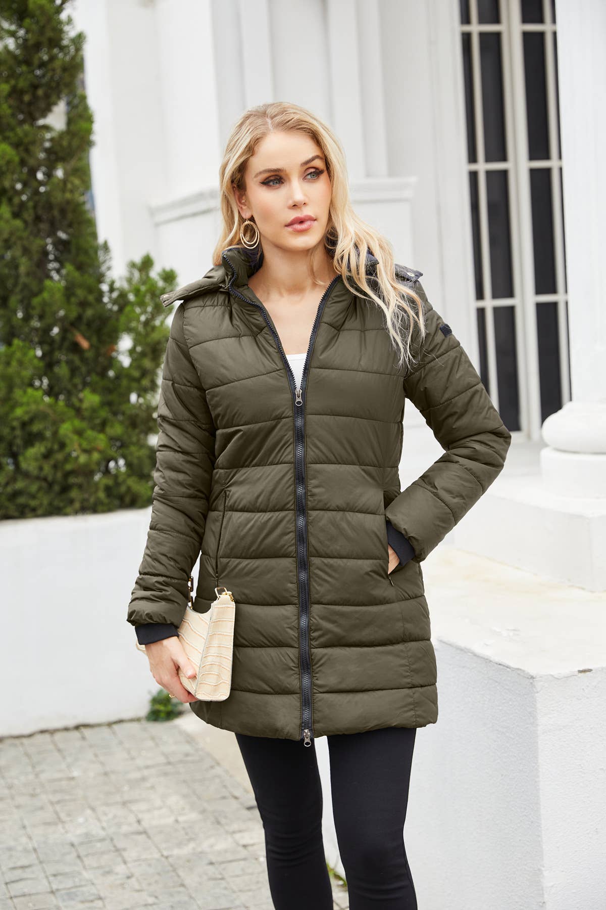 Waterproof cotton-padded jacket with removable cap