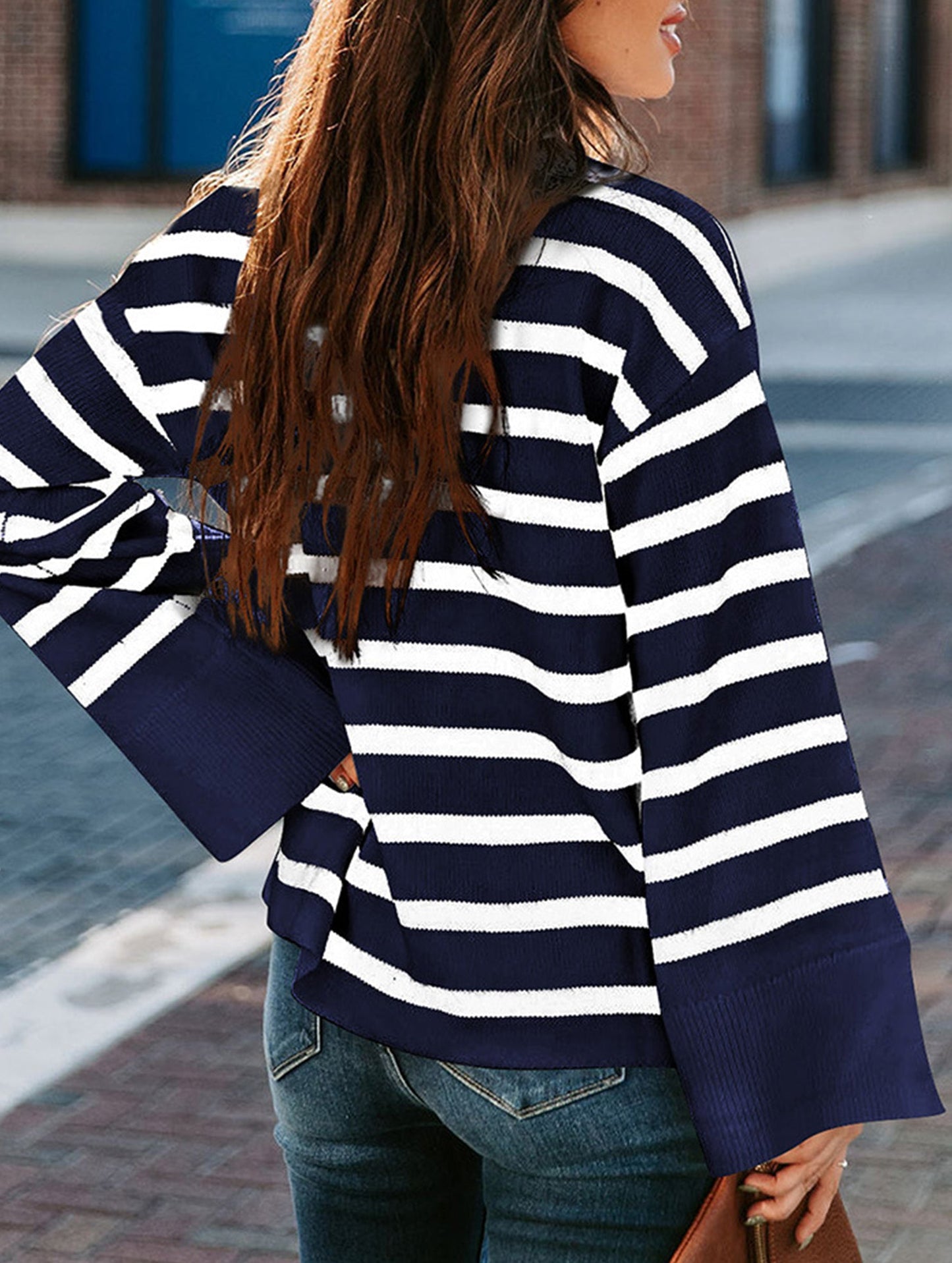 Striped turtleneck sweater