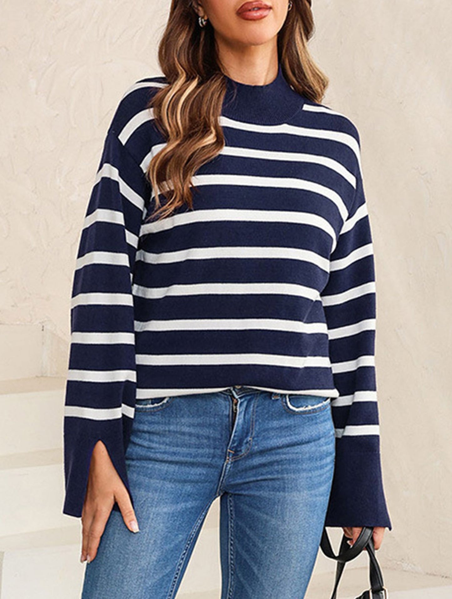 Striped turtleneck sweater