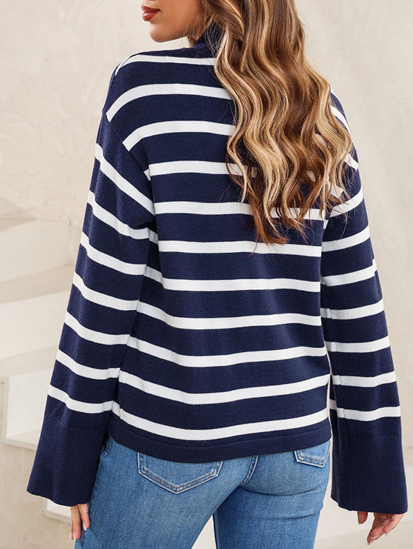 Striped turtleneck sweater