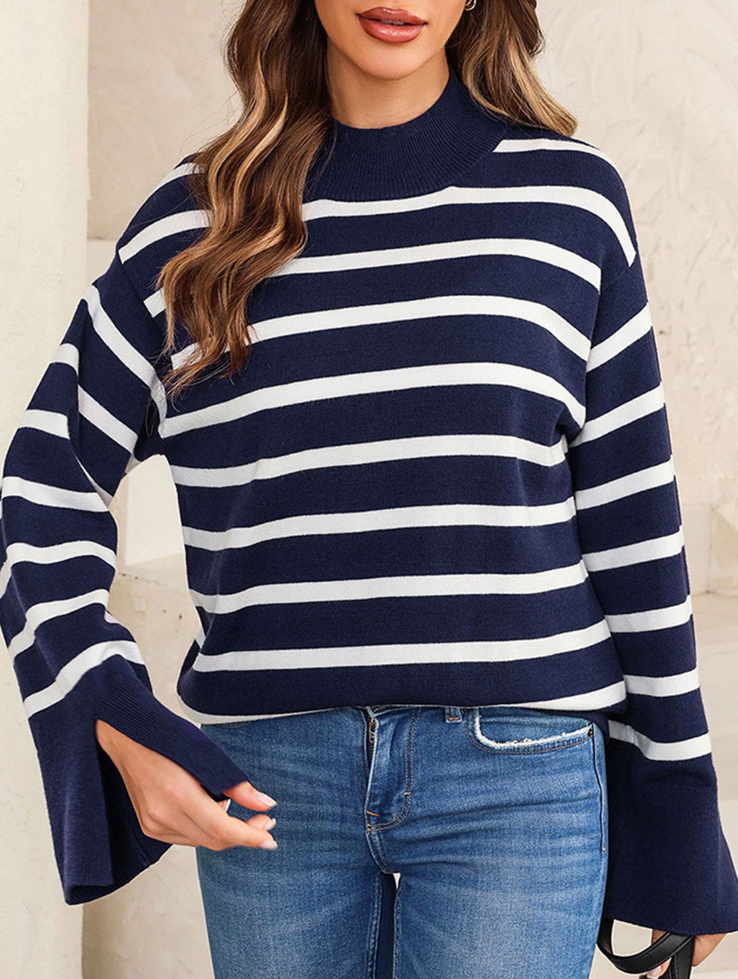 Striped turtleneck sweater