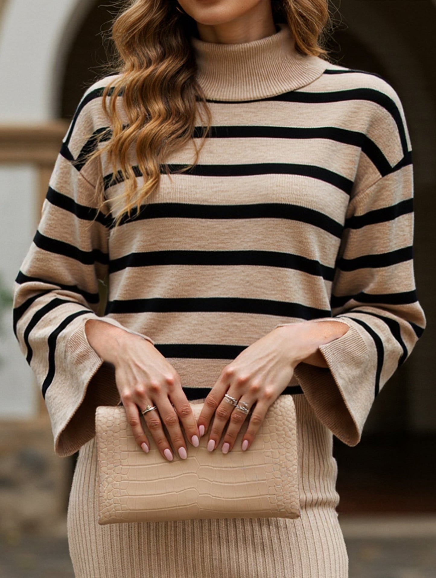 Striped turtleneck sweater