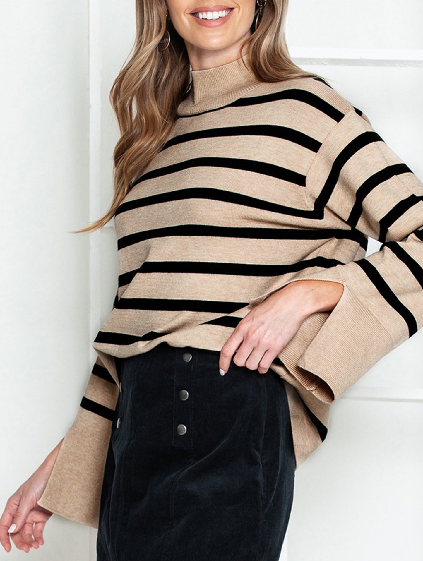 Striped turtleneck sweater