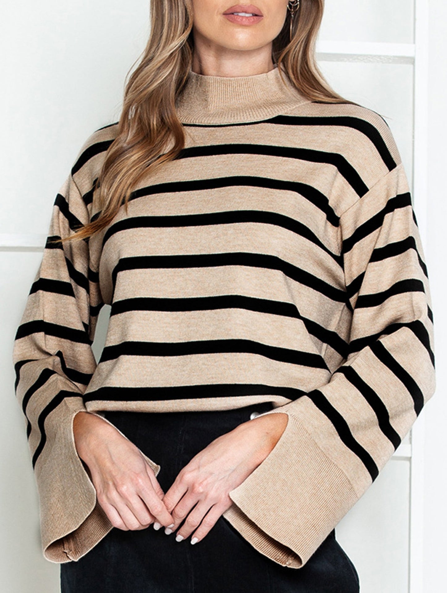 Striped turtleneck sweater