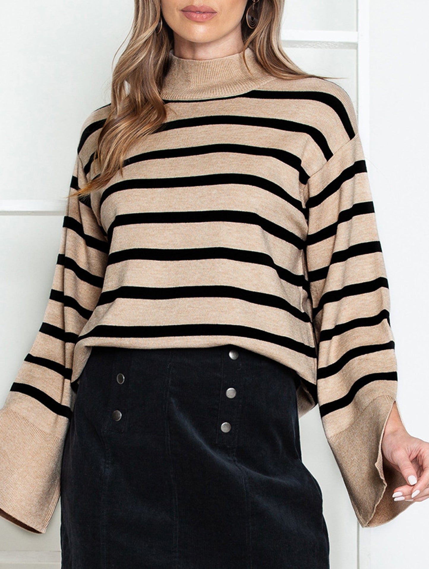 Striped turtleneck sweater