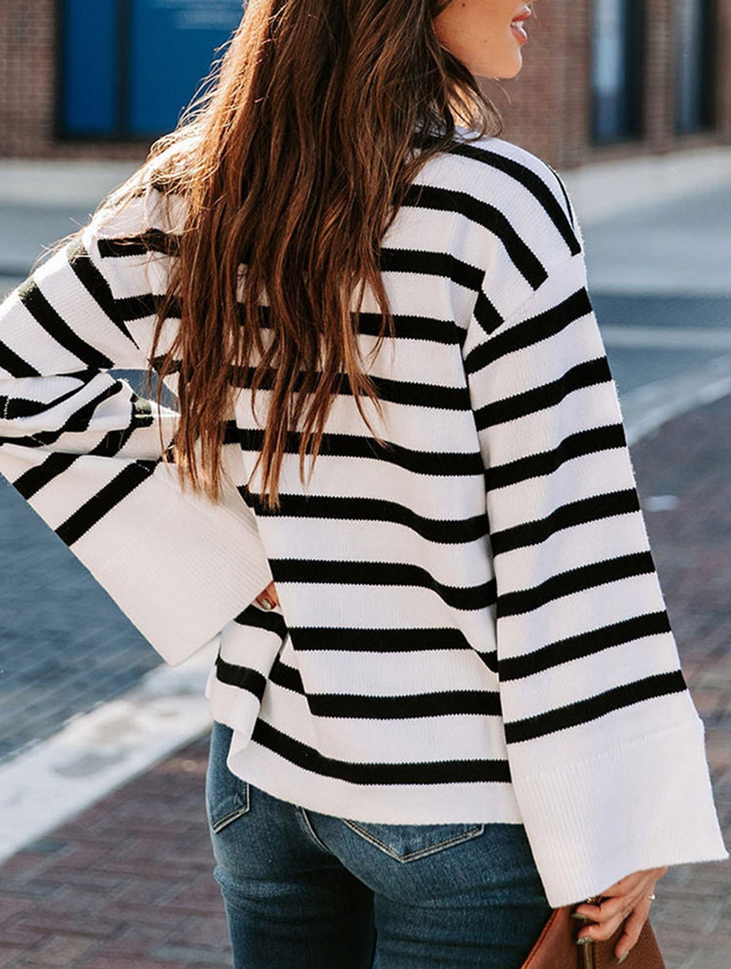 Striped turtleneck sweater