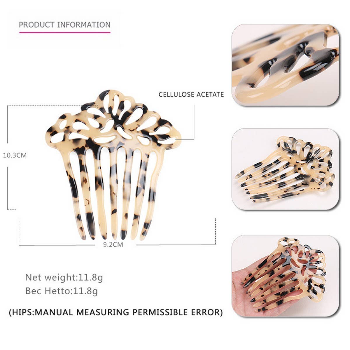 HOLLOW ACETATE COMB HAIR ACCESSORIES