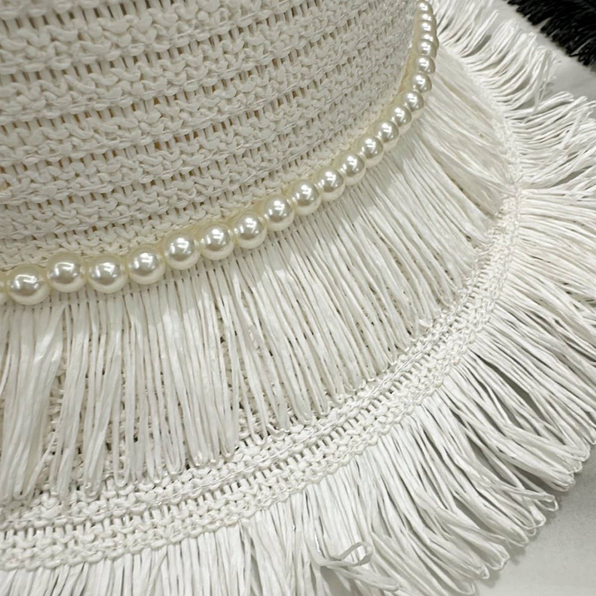 Summer beach vacation tassel straw hat_CWAH3511