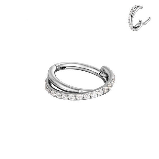 Double Row Zircon Closed Nose Ring Piercing