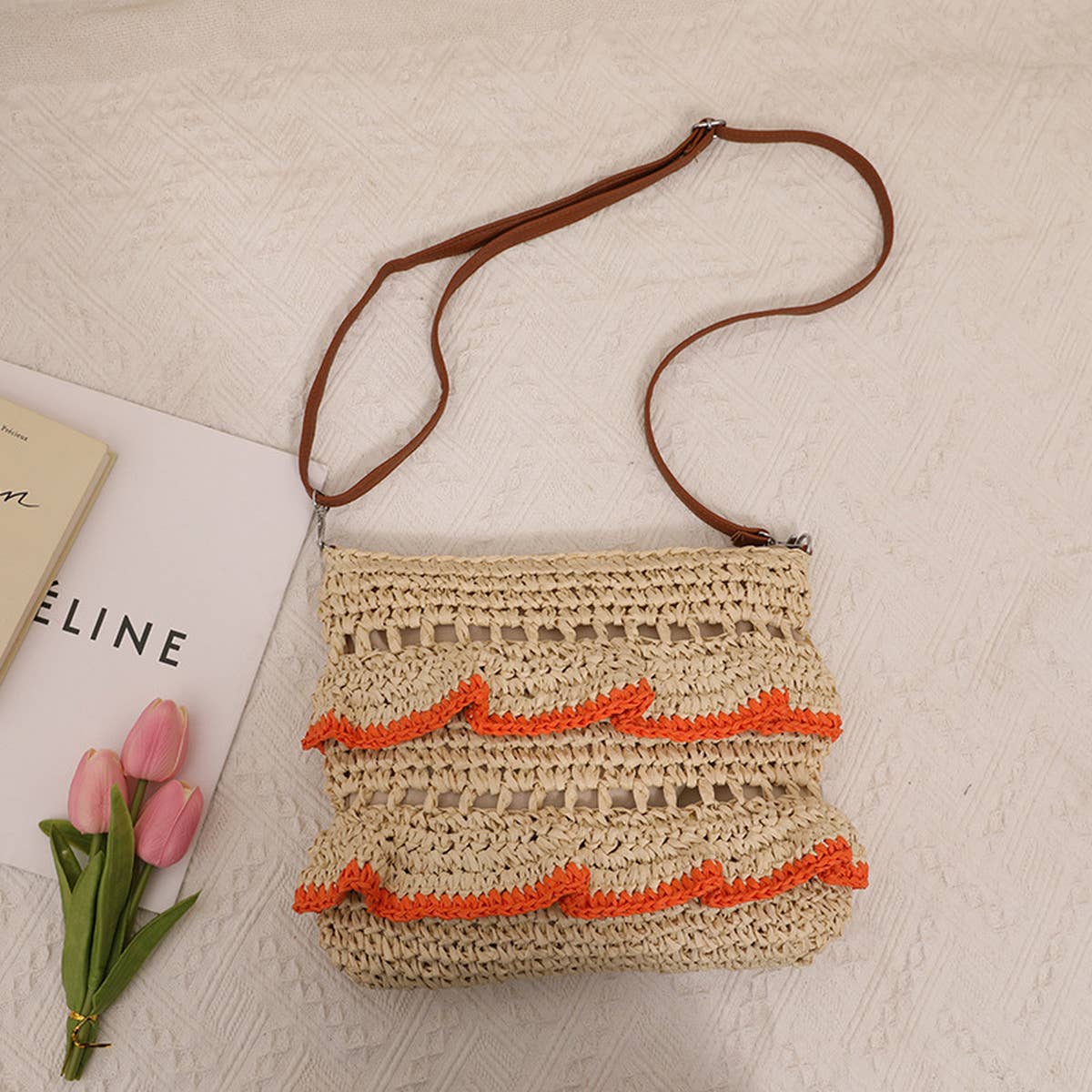 COLORFUL CROSSBODY LACE BEACH STRAW BAG_CWAB1885