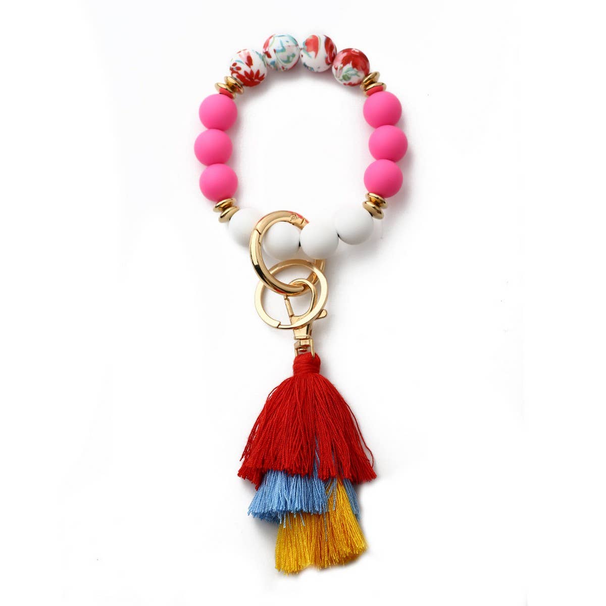 Bohemian Tassel Silicone Bead Bracelet with Prints_CWAB5019