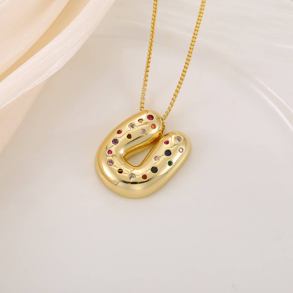 Creative Glossy Colorful Letter Pendant Necklace