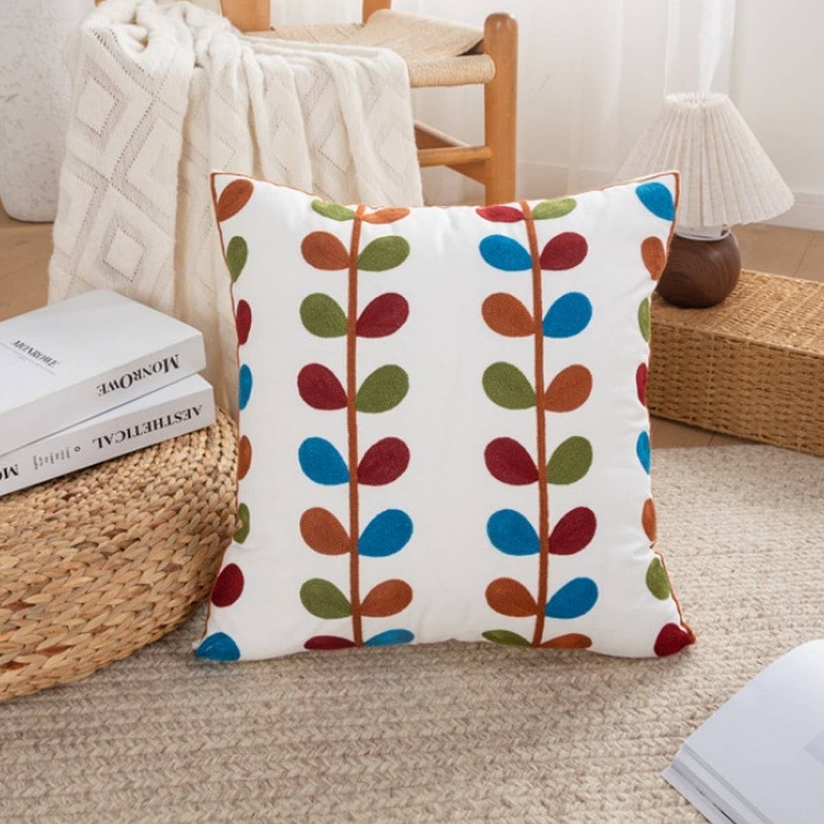 DAISY FLORAL TUFTED PILLOW COVER COTTAGE CHIC DECOR_CWMM7686