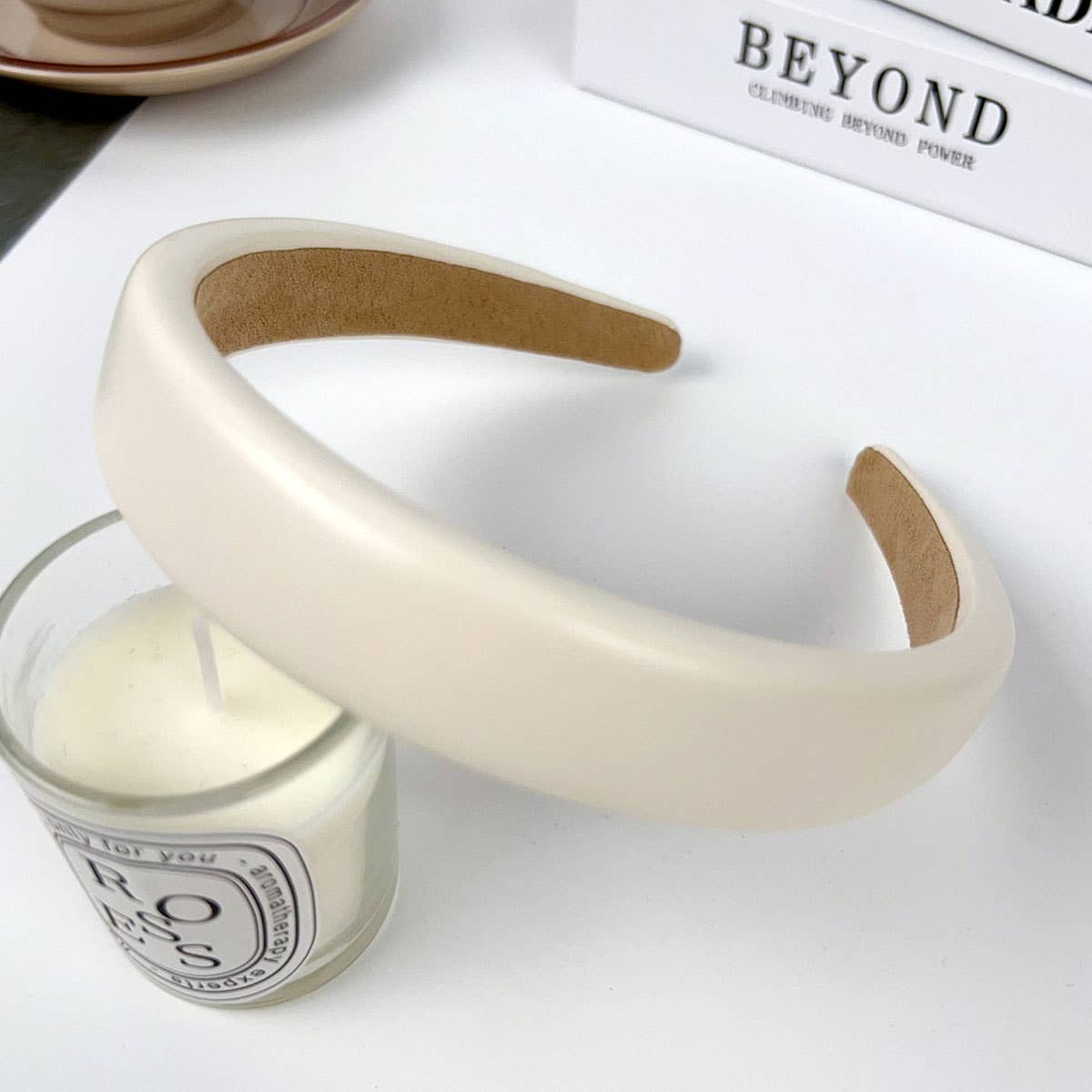 Solid wide-sided sponge high cranial top hairband