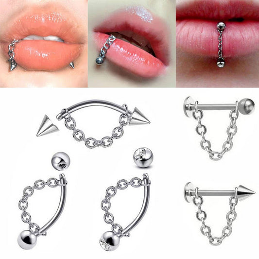 2-in-1 Detachable Lip Ring Titanium Spike Ball_CWMM9590