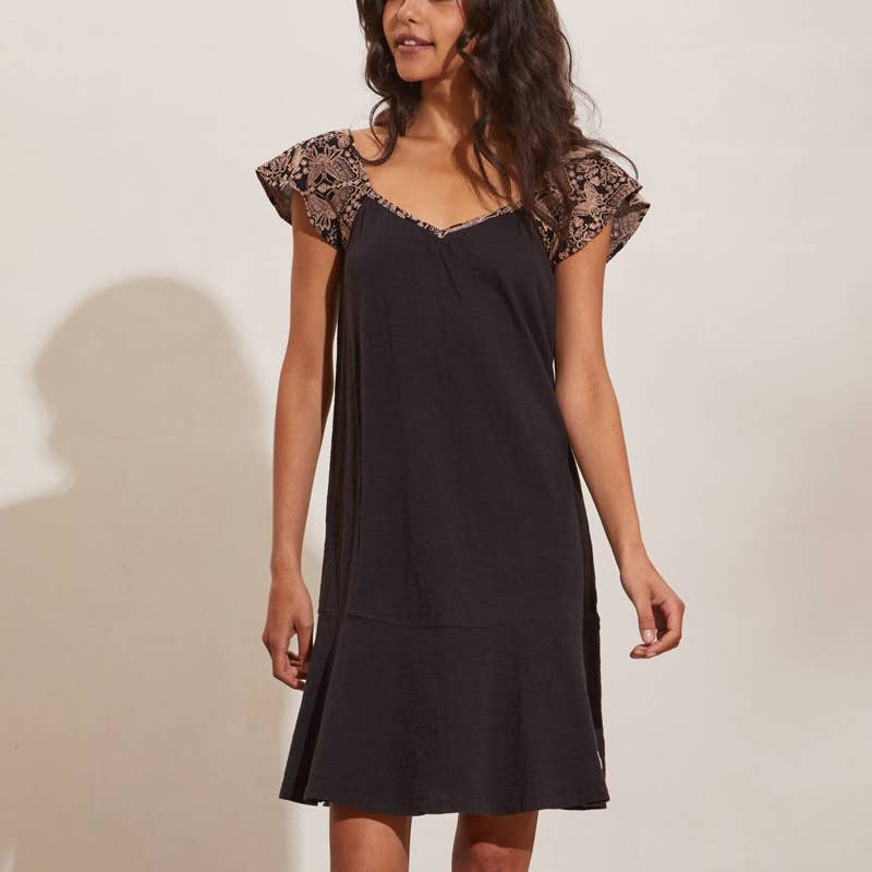 STYLISH PATCHWORK CONTRASTING V-NECK DRESS