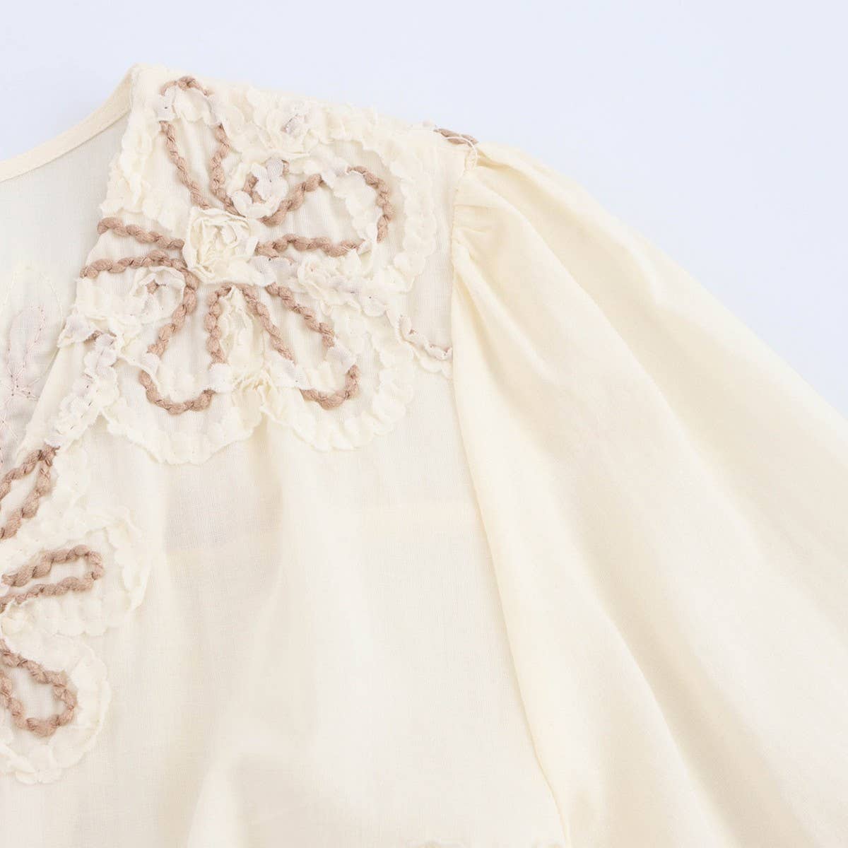 Floral Embroidery MiniDress with Drawstring Cutout