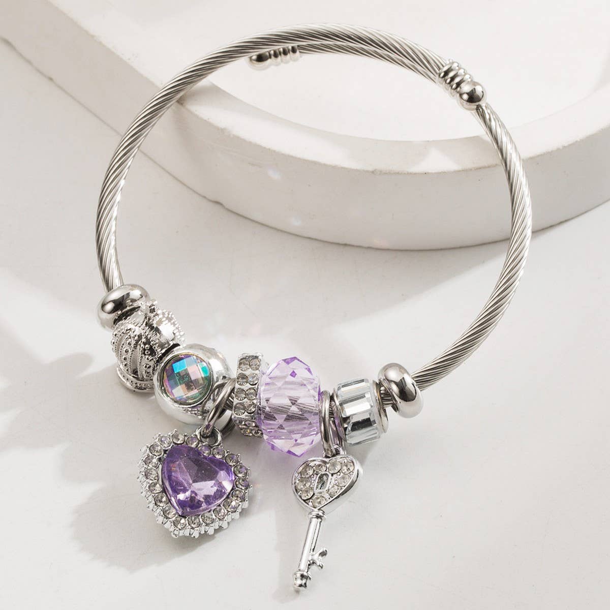 Trendy Elephant & Heart Steel Bracelet for Couples