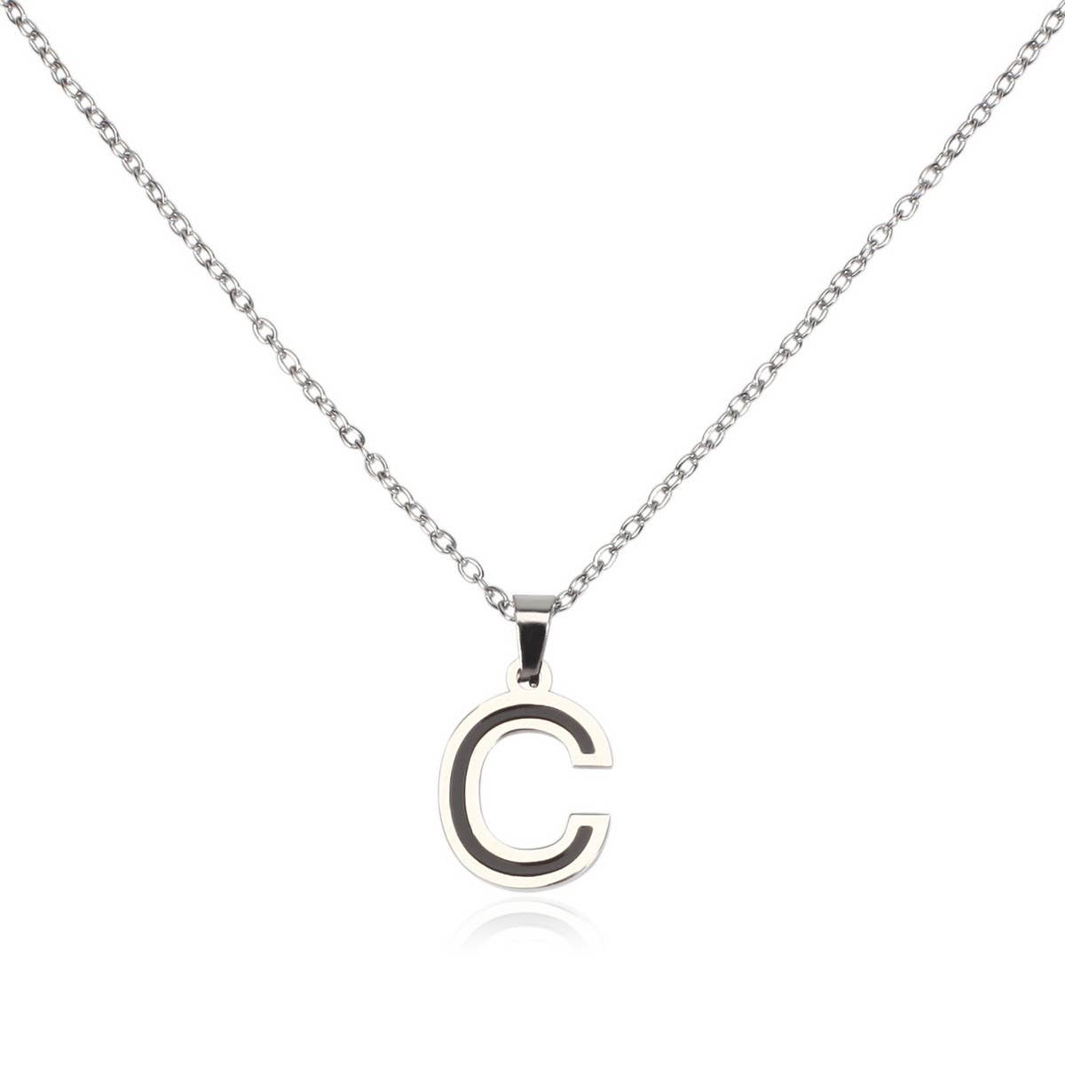 CWAJE05716_STAINLESS STEEL ALPHABET LETTER PENDANT NECKLACE
