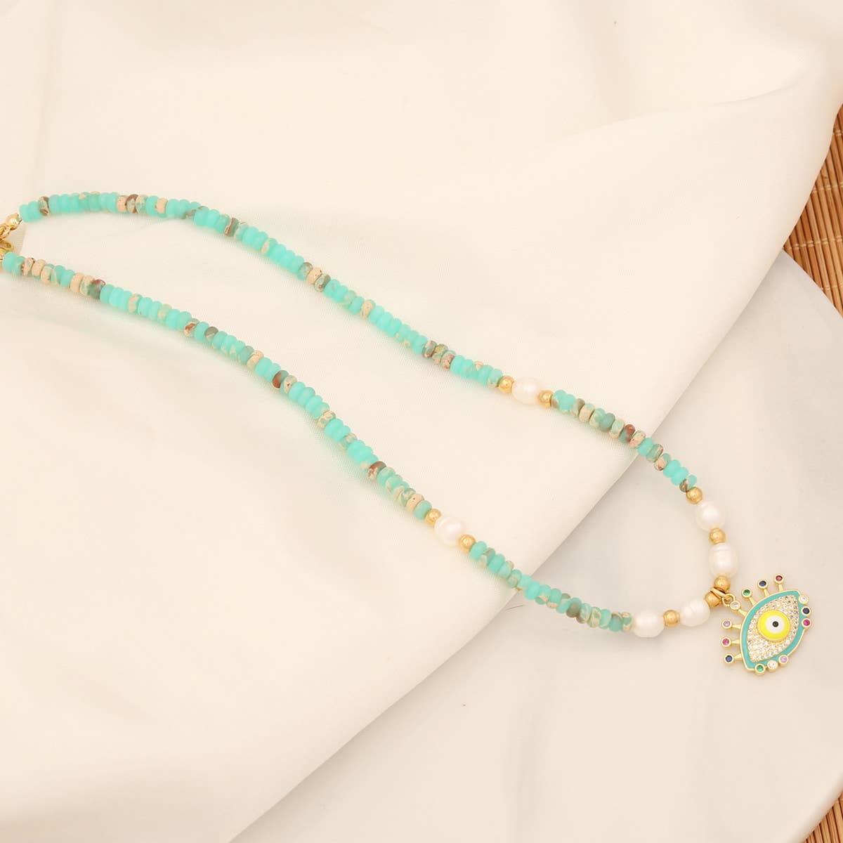 NATURAL STONE NECKLACE PERSONALIZED EYE PENDANT