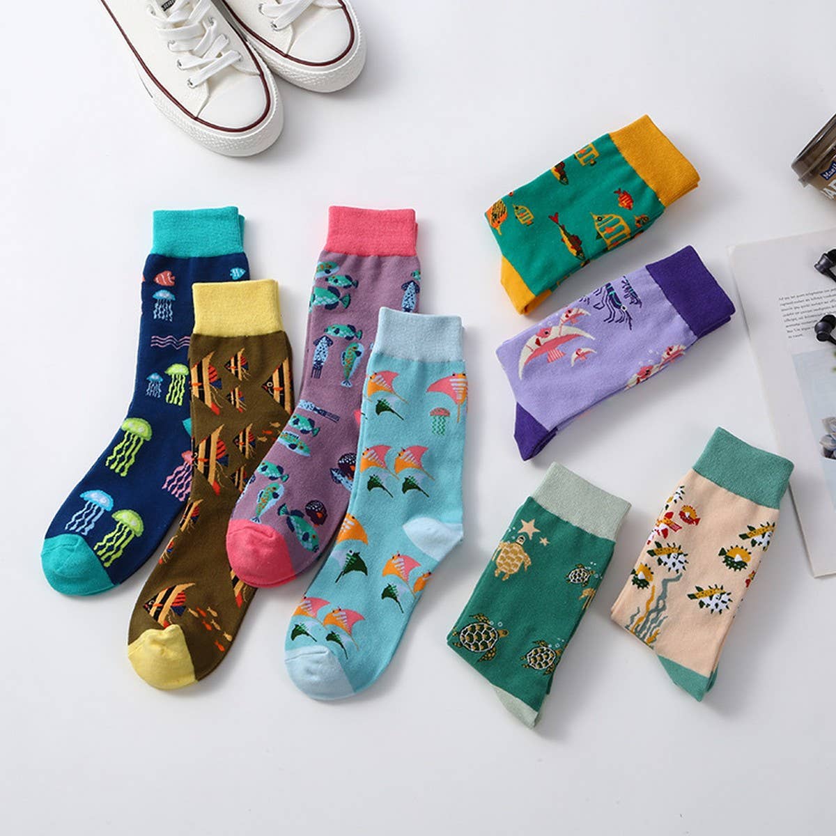 AUTUMN AND WINTER MARINE LIFE MID-TUBE SOCKS_CWMS1025